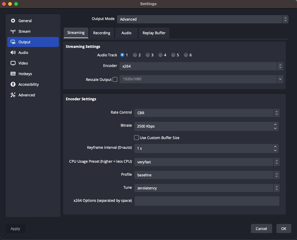 OBS-streaming-settings